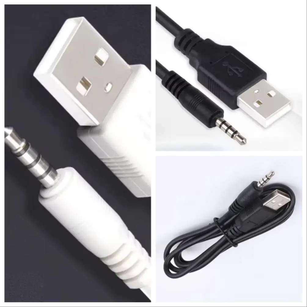 300pcs 1M USB 2.0 Male to 3.5mm Jack Aux Audio Cable Adapter Cord for PC Car MP3 Laptop Headphone