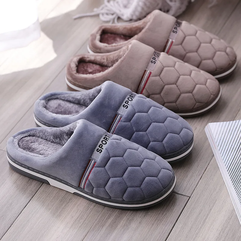 Size 47 48 49 50 Plus Size Men\'s Home Slippers Autumn Winter Warm Extra Large Big Size House Indoor Soft Sole Plush Slides