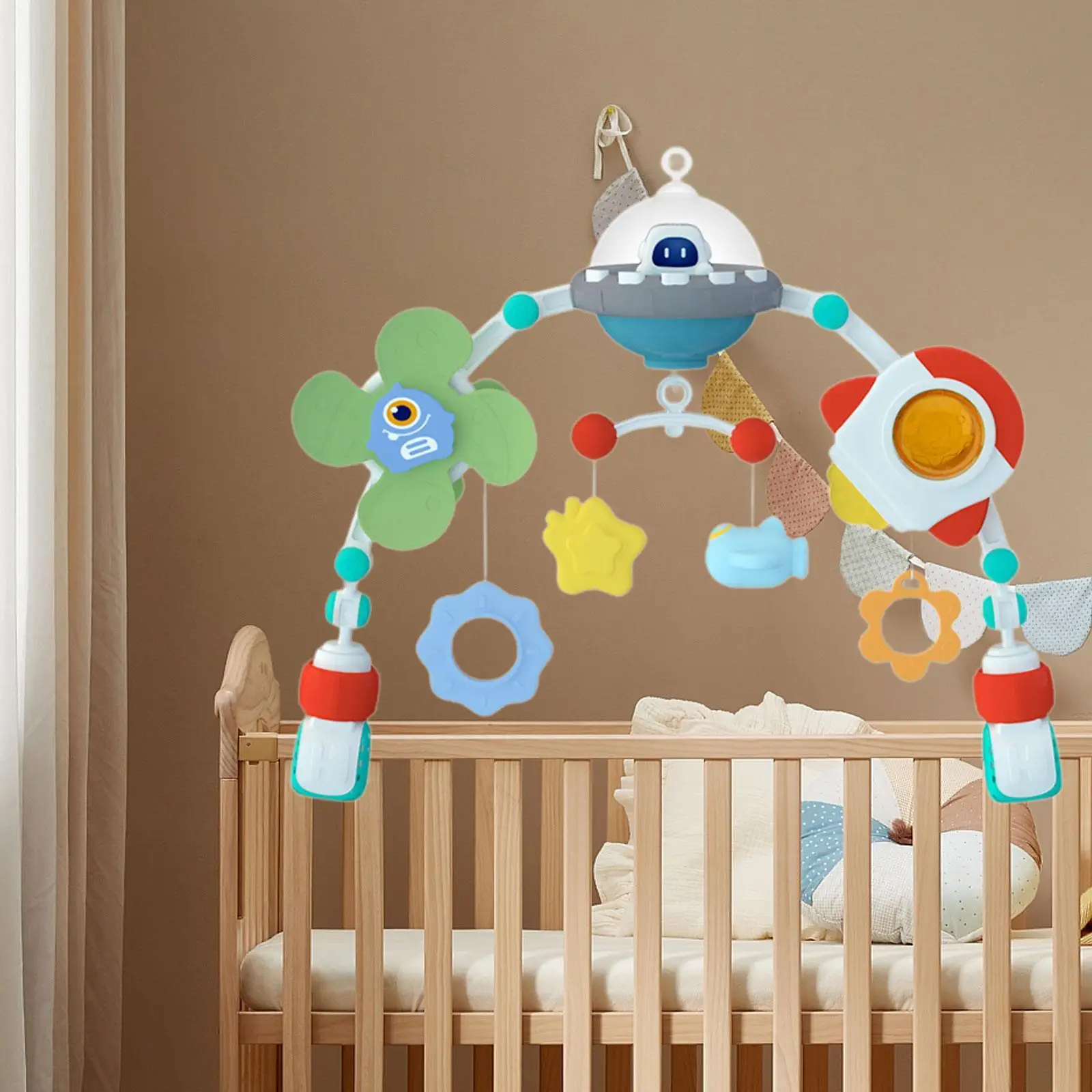 Culla per carrozzina con sonaglio giocattolo, sviluppo delle capacità motorie, giocattolo per culla ad arco per neonati, 0-24 mesi, sonno del bambino