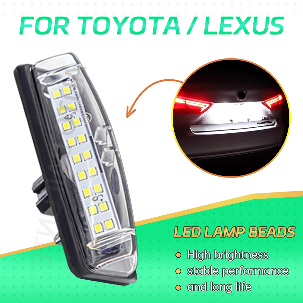 2PCS White LED Number License Plate Light Lamp For Toyota Camry Aurion ACV40 Avensis Verso ACM20 CLM20 Echo NCP10 Prius NHW11