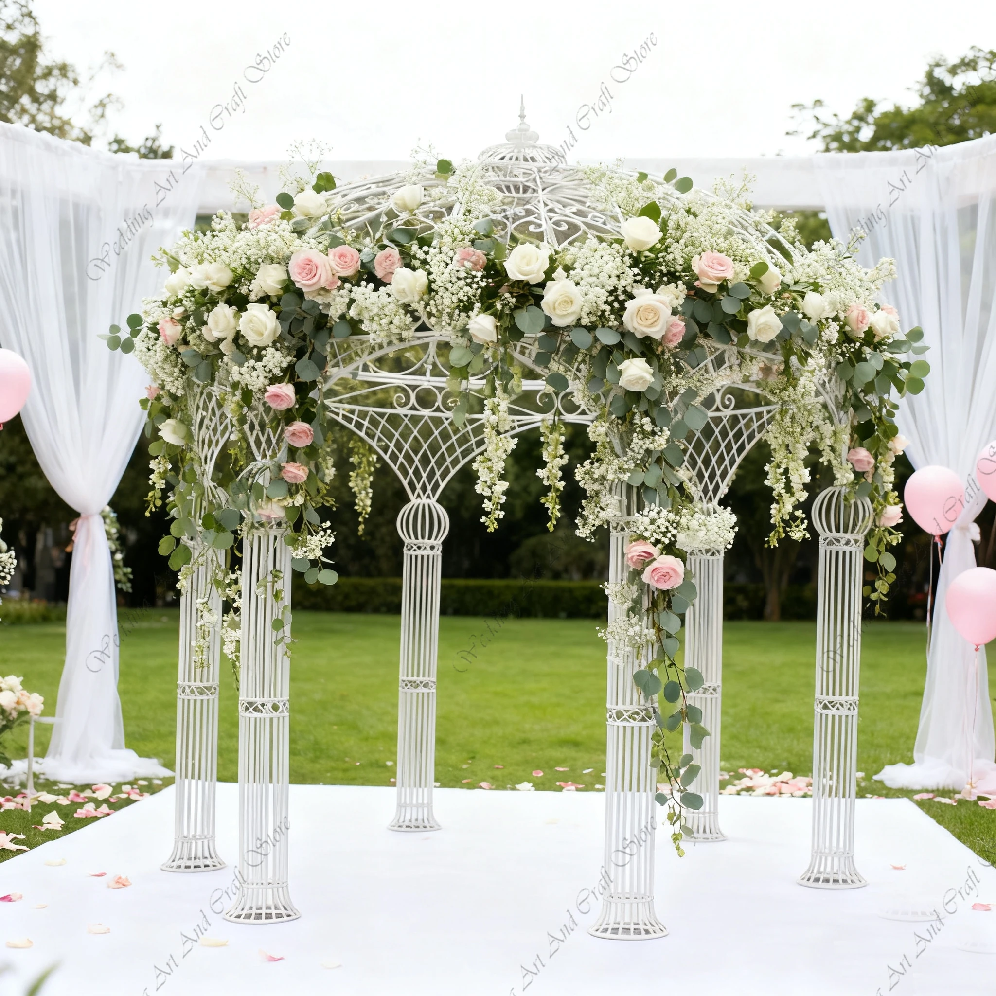 1pc f30 H3.6M Wedding Background Decoration Outdoor Arch Six Pillars Roman Pavilion Ceremony Pavilion Stage Decoration ivy341