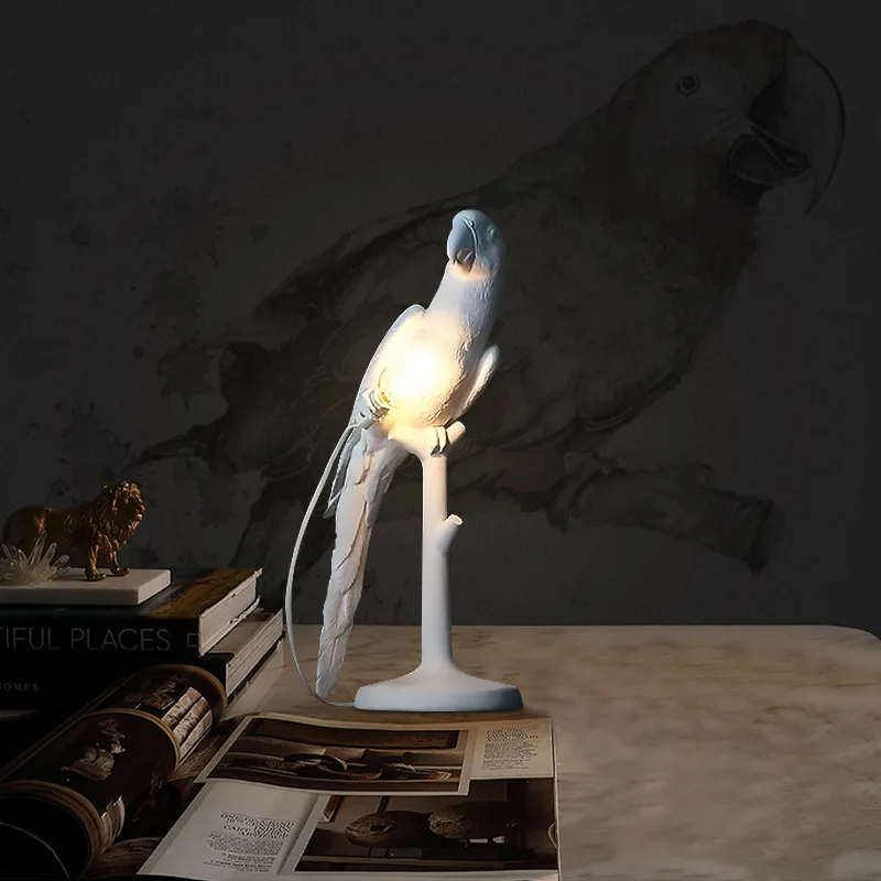 Parrot Table Lamp for Living Room Bedroom Nordic Resin Animal Bird Lamp Children's Room Bedside Desk Light Fixtures Home Decor