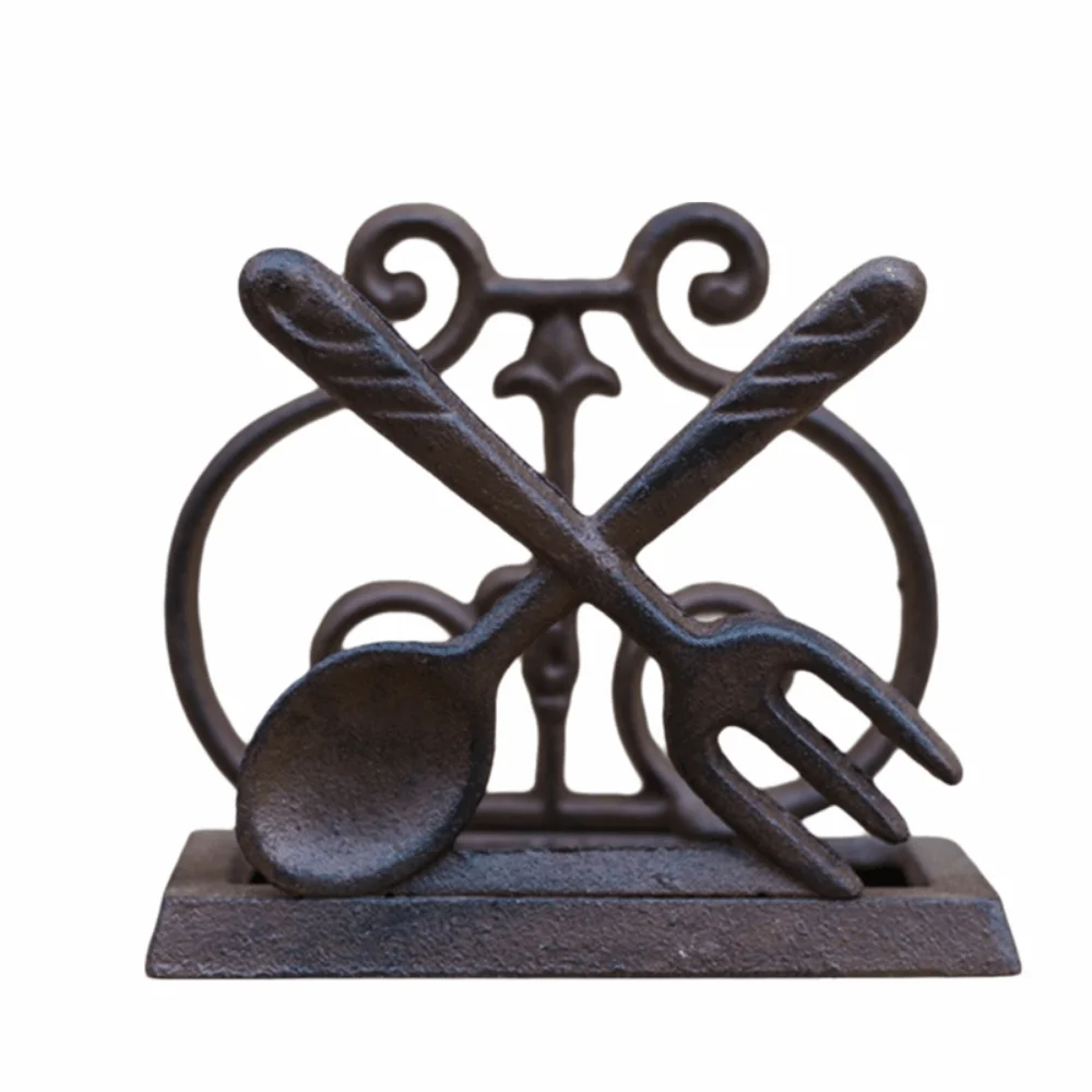 Retro Cast Iron Napkin Holder Rustic European Tissue Holder Multifunctional Animal Motif Recipe Stand Hotel