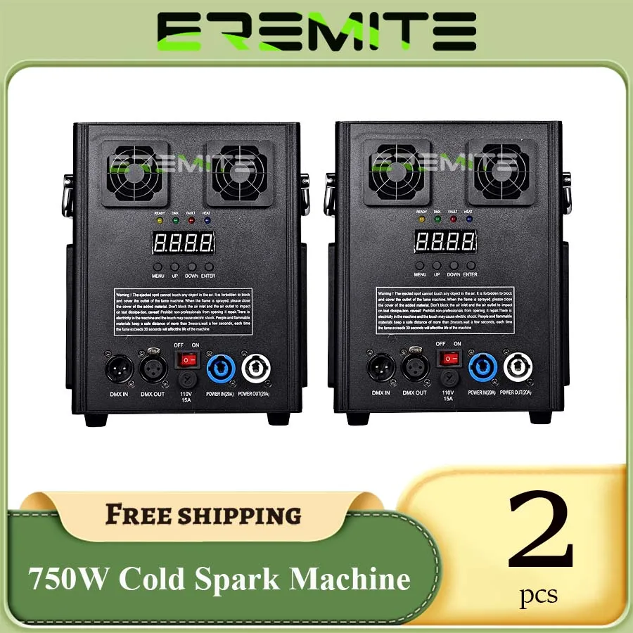 

No Tax 2PCS Electronic 750W Cold Spark Machine Professional Equipment With Remote Control DMX DJ Party Christmas Stage Effect