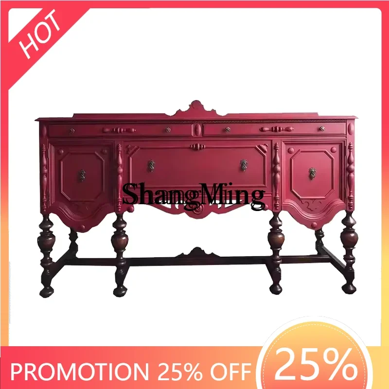 

Винтажный шкаф для прихожей из массива дерева FG, классический резной декоративный буфет для входной зоны