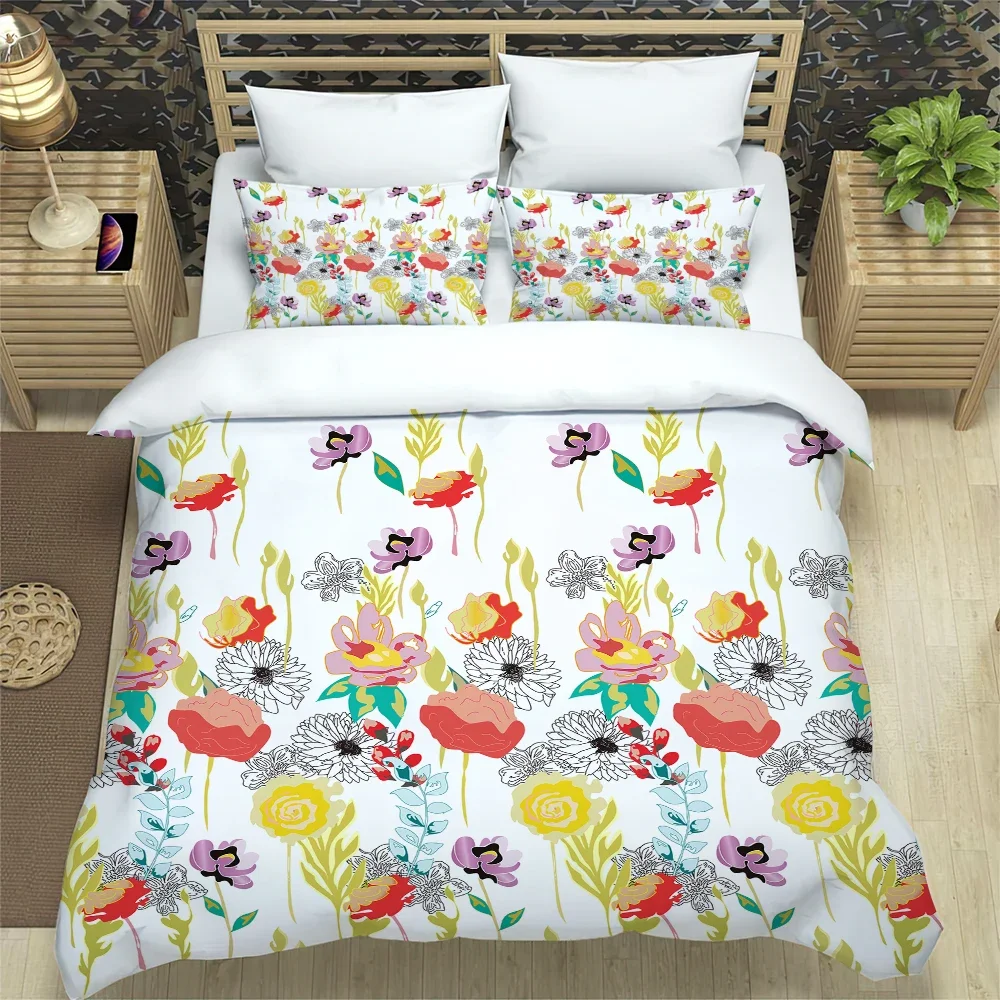 

Floral Bedding Set Comforter Duvet Cover Pillow Shams Poppies Of Spring Season Pastoral Flowers Bot Bedding Cover Double Bed Set