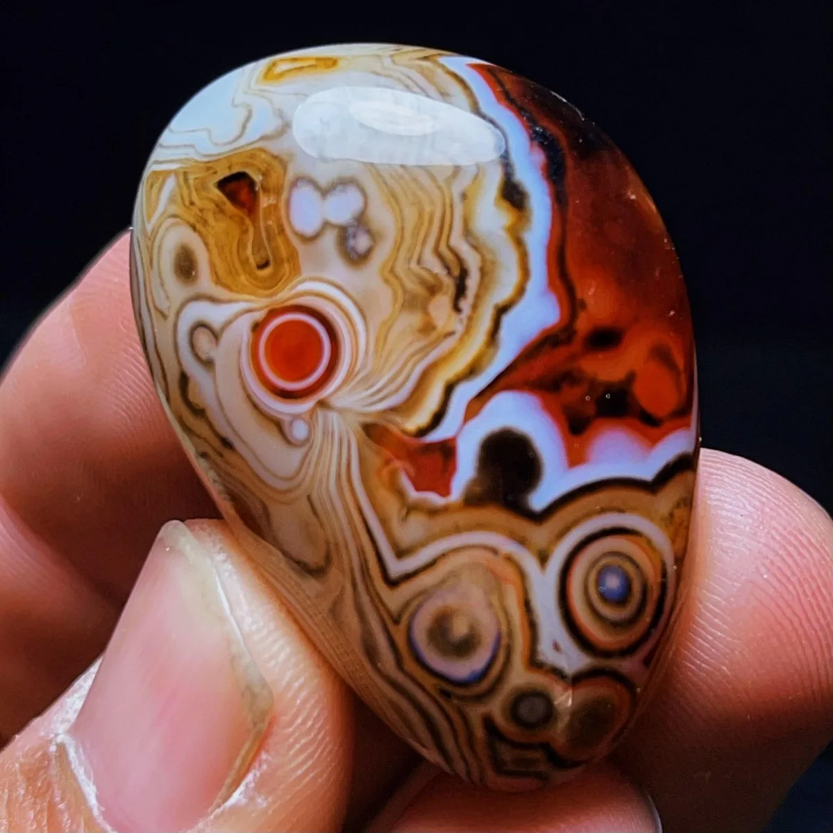 Gift Stone Banded Agate Palm Stone, Tumbled Polished, Earth Mined, Table Decor, Natural Stone, Crystal Collection, Desk Decor