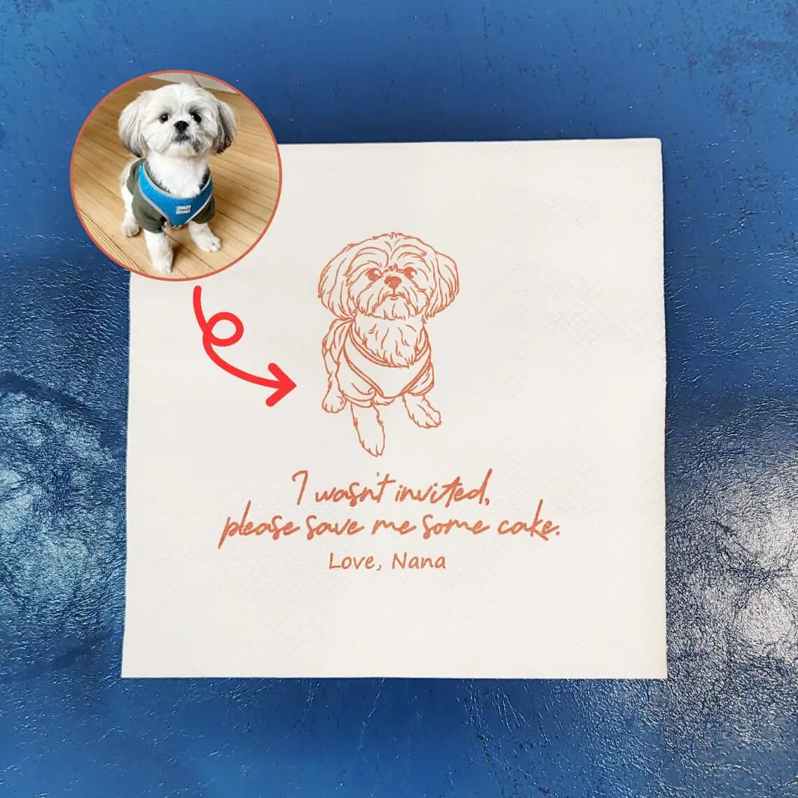 Servilletas de boda para perros ilustradas personalizadas, servilletas de boda personalizadas para mascotas, servilletas personalizadas para mascotas, servilletas personalizadas para retrato de mascotas