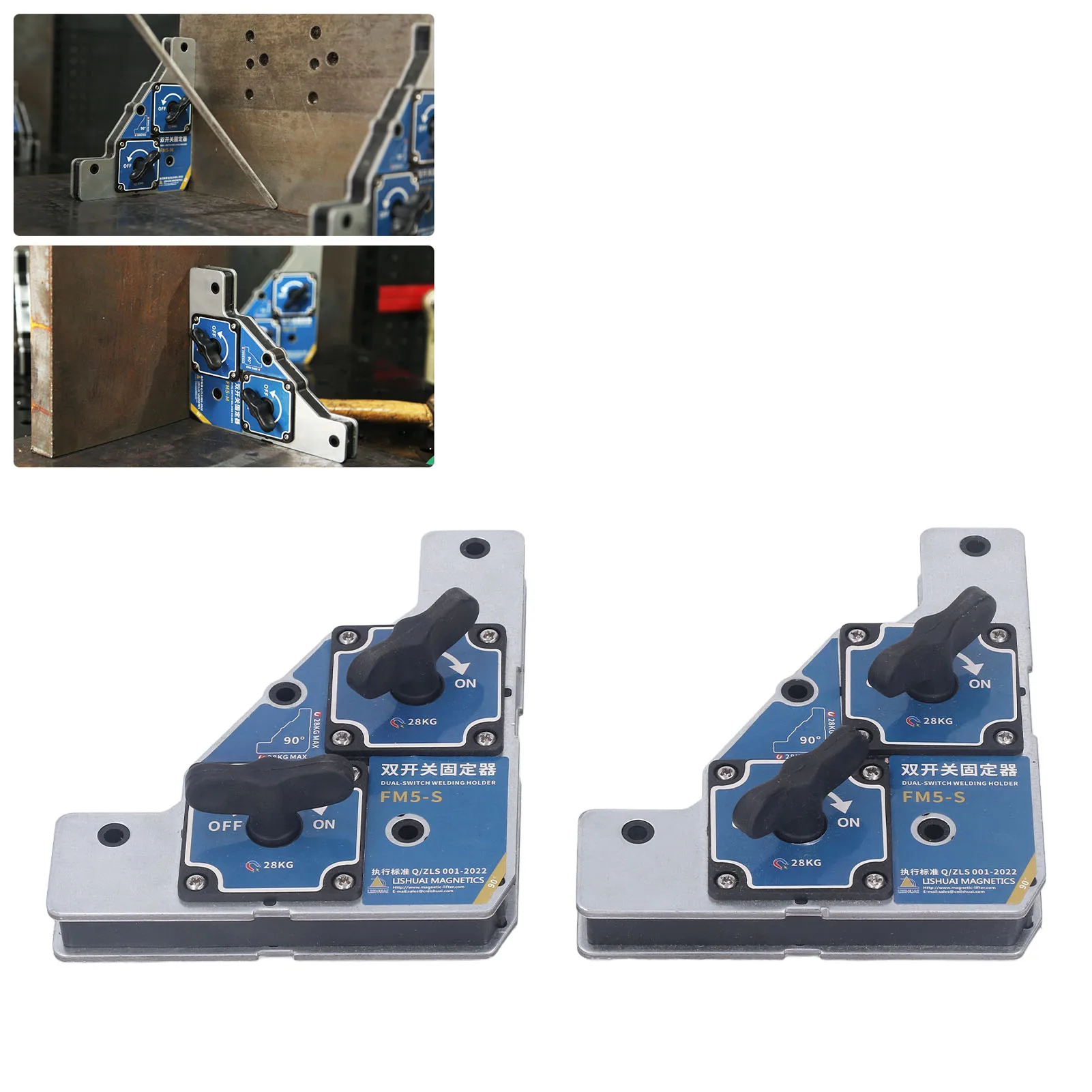 

2Pcs Welding Magnet Holders 2 Switch 90 Degree 28KG Welder Magnetic Holder Angle Support Fixture Tool