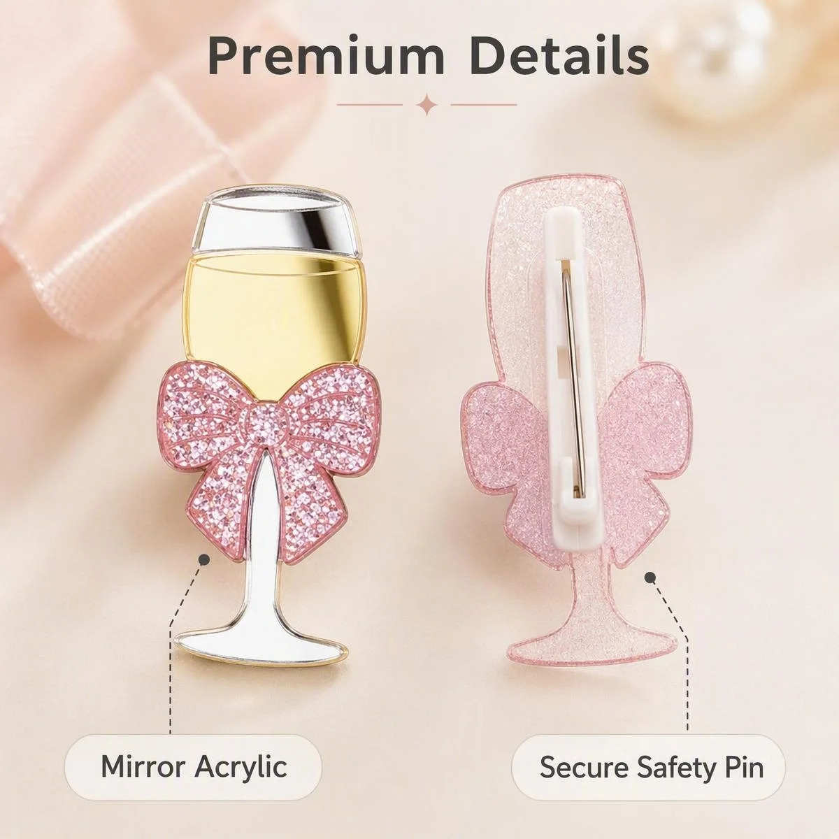 100 Stück/lot Personalisierte Acryl-Brosche mit individuellem Namenstext für Weingläser und Flaschen, Weihnachtsgeschenk, Hochzeit, Brautjungfern, Party-Accessoires – Detail 6