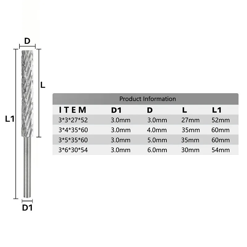 XCAN 3mm Shank Rotary Burr Drill Bit 3/4/5/6mm Double Cut HSS Rotary File For Engraving Cutter Grinding Tools Woodworking Tool 