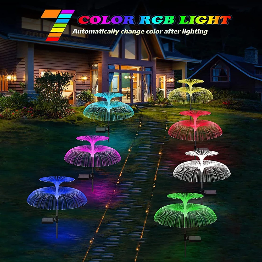 

Solar Jellyfish Light 7 Colors Changing Outdoor Waterproof Garden Lights Led Fiber Optic Lawn Lamps For Patio Garden Decoration