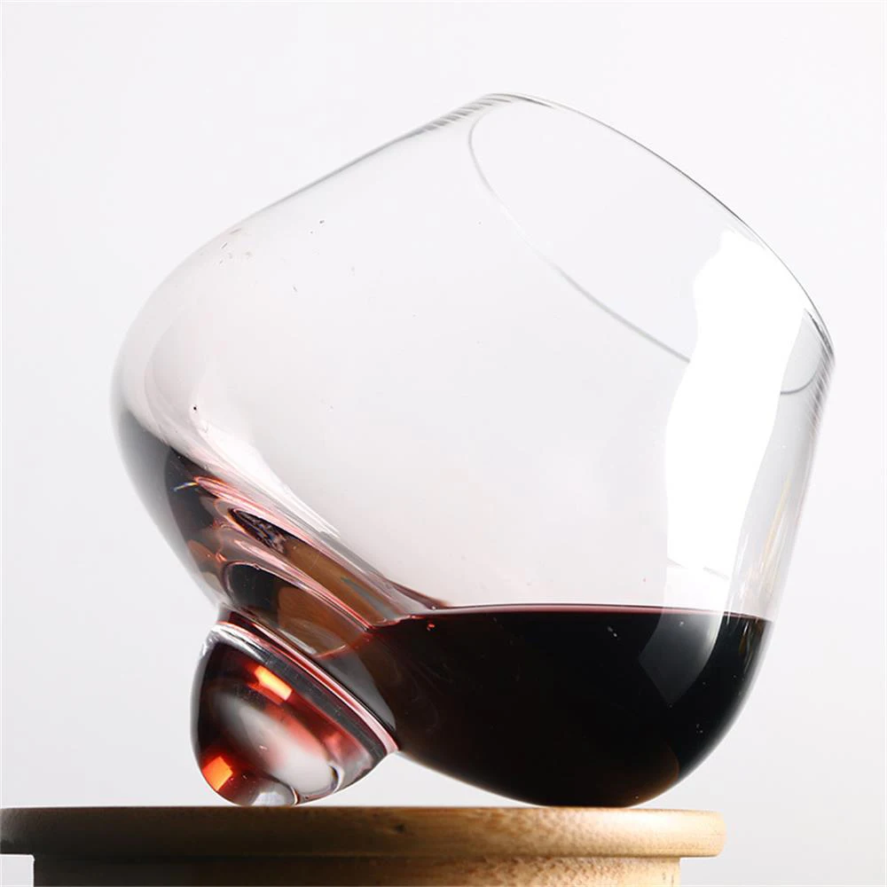 250ml/400ml Irregular Whiskey Wine Glass Rotating High Belly Beer Whiskey Brandy Cocktail Wine Cup Tumbler Down Bar Glass