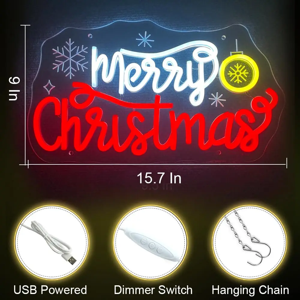 Feliz Navidad letrero de neón alimentado por USB Led campana de Navidad luz de neón para decoración de pared fiesta de Navidad hogar ventana Bar porche puerta delantera H