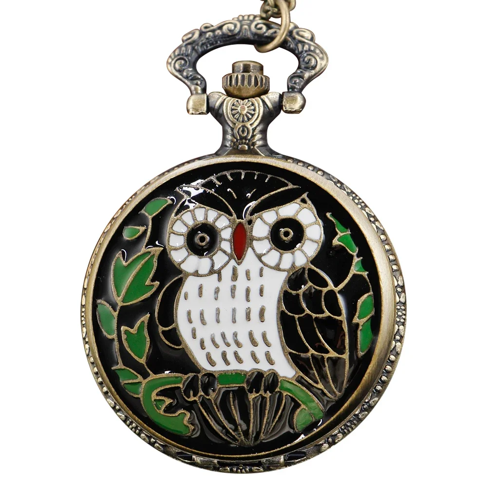 Orologio da tasca al quarzo con gufo carino vintage in bronzo, miglior ciondolo accessorio regalo per donne, uomini, bambini, squisito orologio da collana