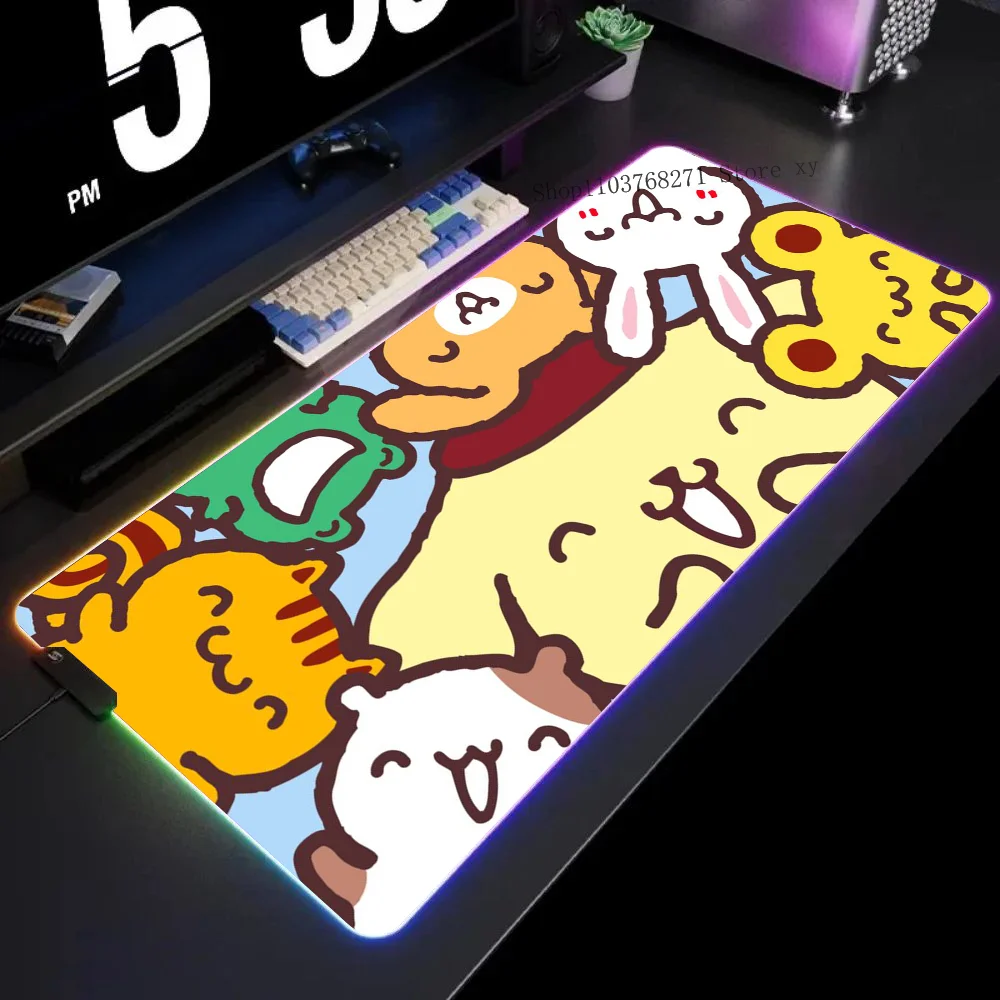 

Kawaii Cute P-Pompompurin Mousepad XXL RGB Gaming Mouse Pads HD Black Gamer Accessories Large LED