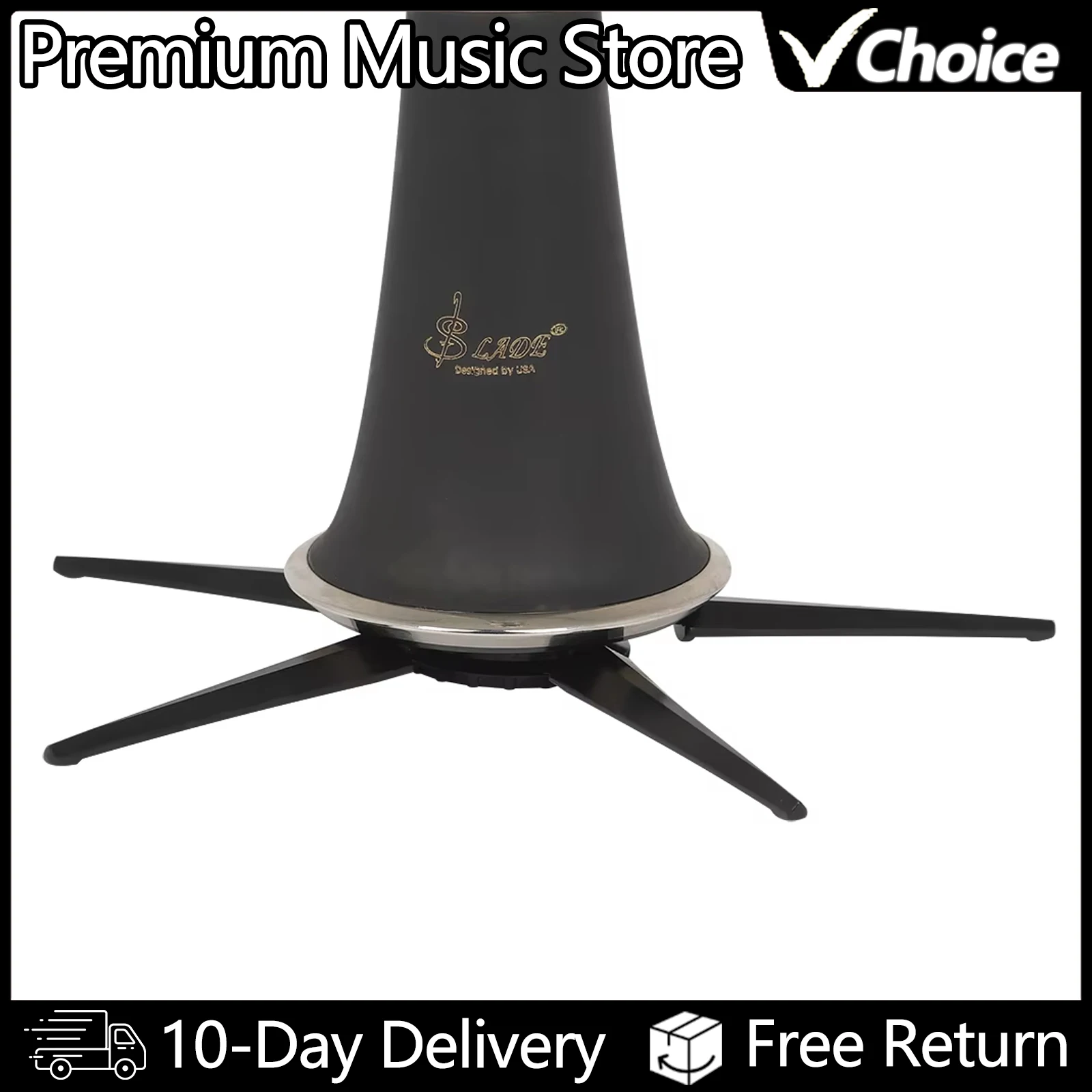 SLADE Five Foot Brace Portable Clarinet Stand Bracket Black Foldable Metal Support Woodwind Musical Instrument Accessories