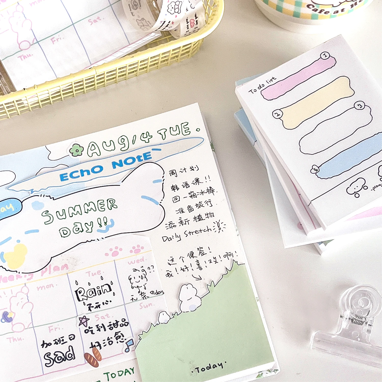 50Pcs Cute Doodle Memo Pad Weekly Plan To Do List Record Decoration Message Notes Paper Diary Notepad Stationery