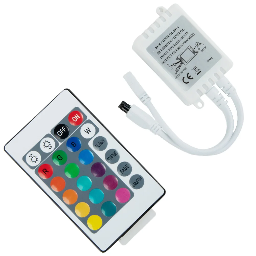 24 ปุ่ม RGB Controller รีโมทคอนโทรล LED Strip Band Stripe 12V 72W รีโมทคอนโทรลไร้สายสําหรับ Dimming เปลี่ยนสี
