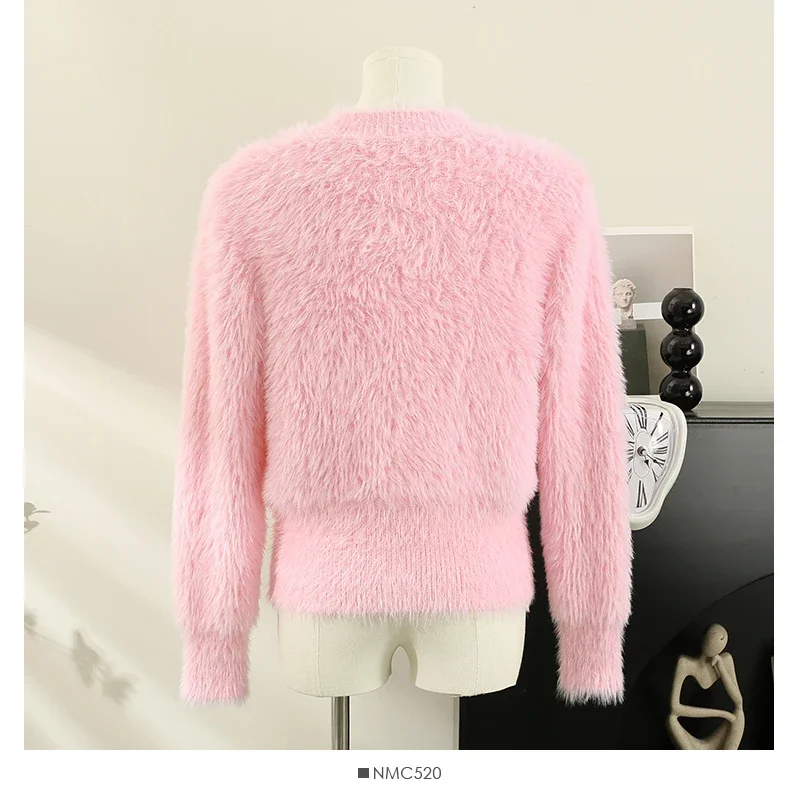 Women O-Neck Single-breasted Cardigan Sweaters Knit Long Sleeve Short Sweaters Causal Warm Thickened Sweaters Women Fall Winter