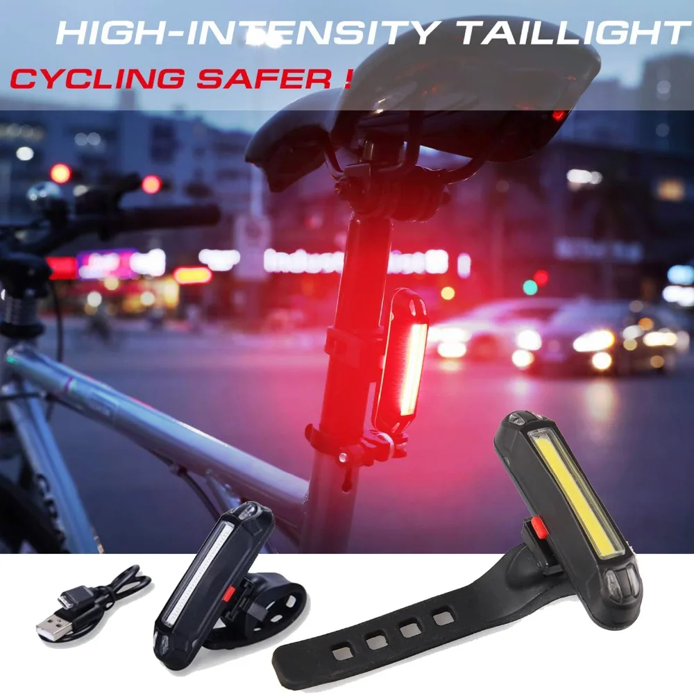 LED USB Charging Mountain Bike Tail Light Safety Warning Fat Bicycle Rear Night riding COB lights Ride luz de bicicleta la bici