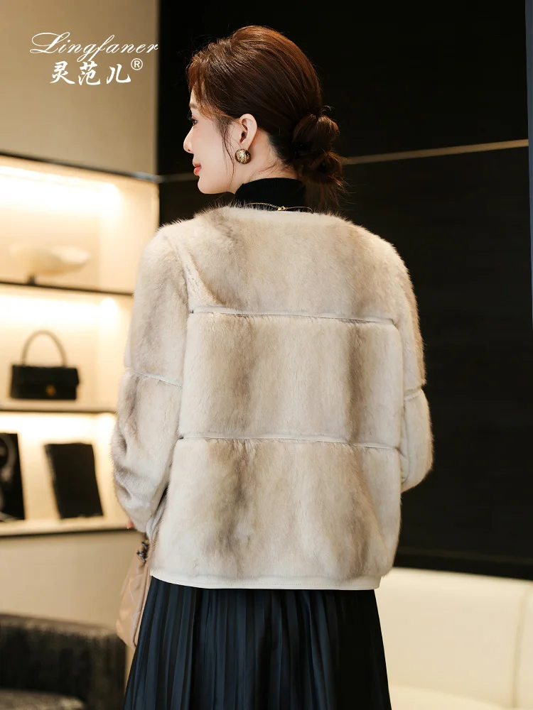 معطف فرو المنك الحقيقي من AYUNSUE ملابس حريمي معاطف فرو حقيقي فاخرة امرأة جديدة في ملابس خارجية سترة شتوية دافئة 2025 شوبانا Жenca #2