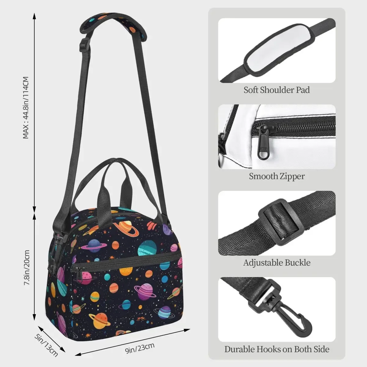 Solar System Space Planets Universe Lunch Bags Insulated Bento Box Resuable Lunch Tote Picnic Bags Cooler Bag for Woman Student