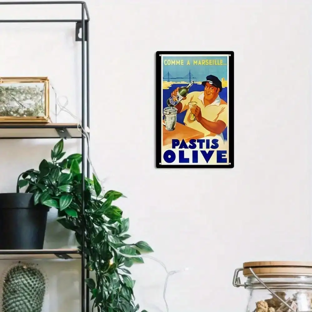 Винтажный синий художественный постер, 1 шт., настенное искусство в стиле ретро для бара и ресторана, 8x12 дюймов/20x30 см