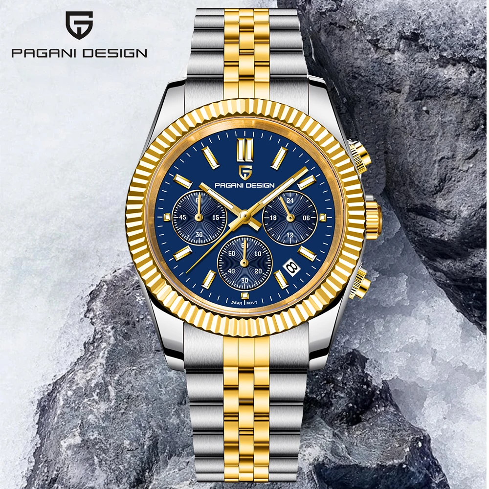 PAGANI DESIGN 2025 جديد VD53 ساعة كوارتز رجالية فاخرة 40 مللي متر من الفولاذ المقاوم للصدأ الياقوت مقاوم للماء 50 متر مضيئة C3 relojes para hombre