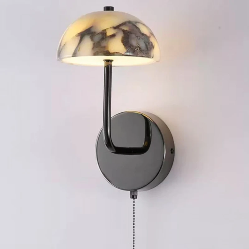 

Mushroom Shaped Natural Stone Wall Light Charge LED Marble 3 Changeable For Bedroom Foyer Disle Dining Room Sconce Dropshipping