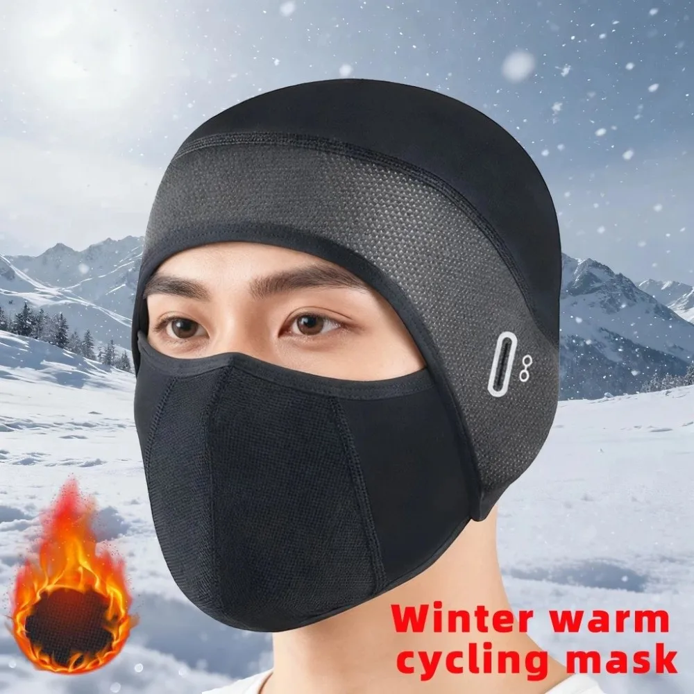 

Warm Headwear Cycling Hat Windproof Ear Protection Riding Bike Cap Fleece-lined Face Mask Riding