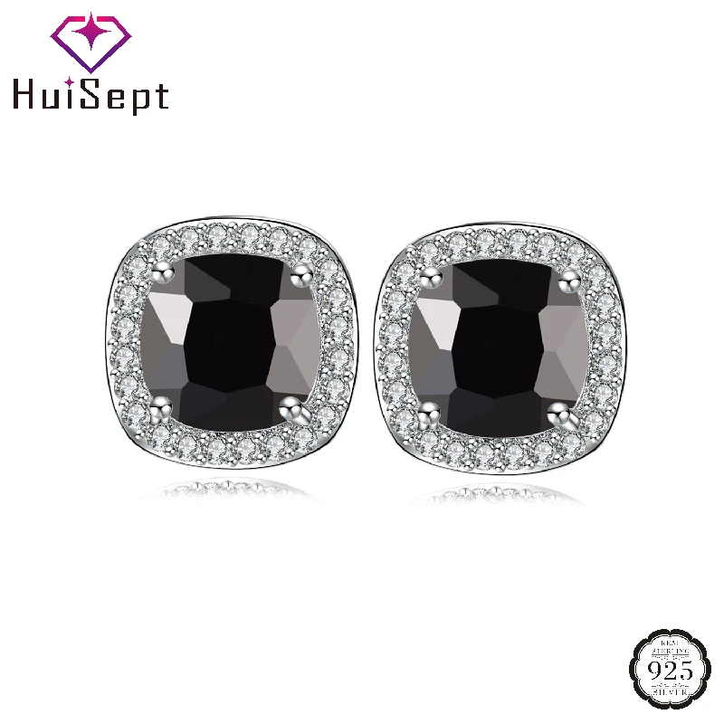 

HuiSept Fashion 925 Silver Jewelry Earrings with Zircon Gemstone Accessories for Women Wedding Promise Party Gift Stud Earring