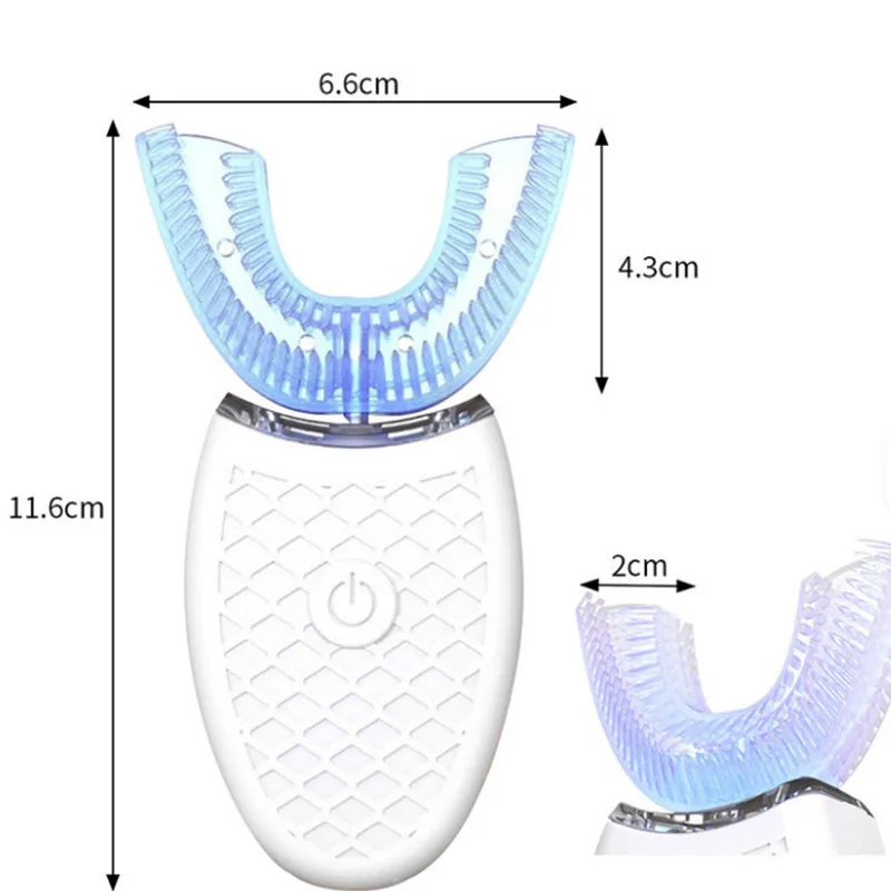 휴대용 여행용 음파 칫솔 USB 충전식 부드러운 성인용 칫솔 방수 U자형 전동 칫솔