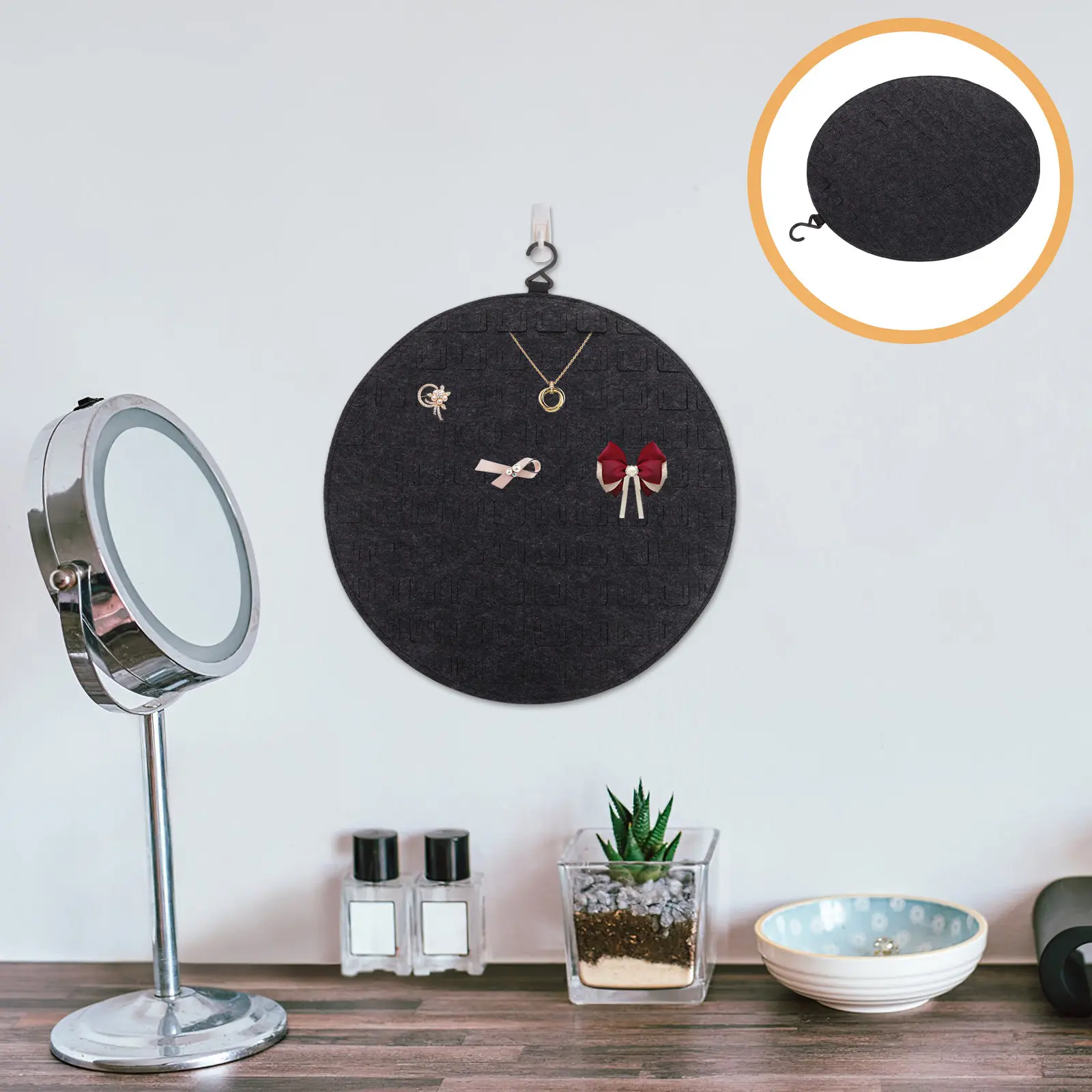 Wall Hanging Felt Jewelry Pouch for Pins Brooches Badges Medals Organizer Display Storage Bag Travel Home Office Elegant Compact