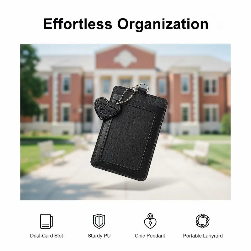 Secure PU Card Holder for IDs and Pictures Korea Style Includes Protective Cover for Casual Outings