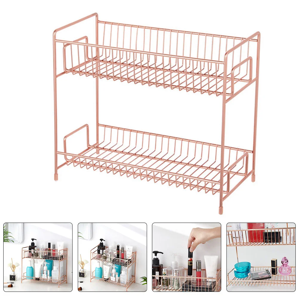 Double Layer Storage Rack Office Shelves Organizers and Iron Double-layer