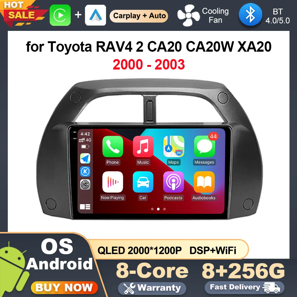 9 inch Car Radio Multimedia Player For Toyota RAV4 2 CA20 CA20W XA20 2000 - 2003 Android OS 2.5 D HD Touch Screen GPS Navigation