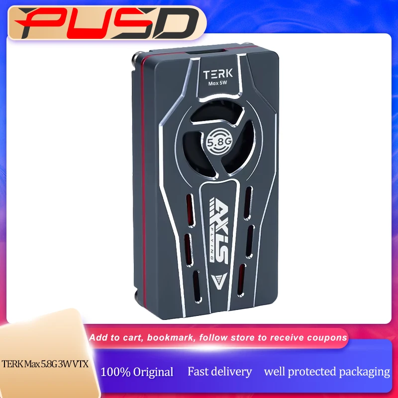 

Вентилятор Axisflying TERK Max 5.8G 3W VTX с радиатором с ЧПУ, двойными функциональными кнопками, встроенным микрофоном, бесшумный для дальнего радиоуправляемого дрона FPV