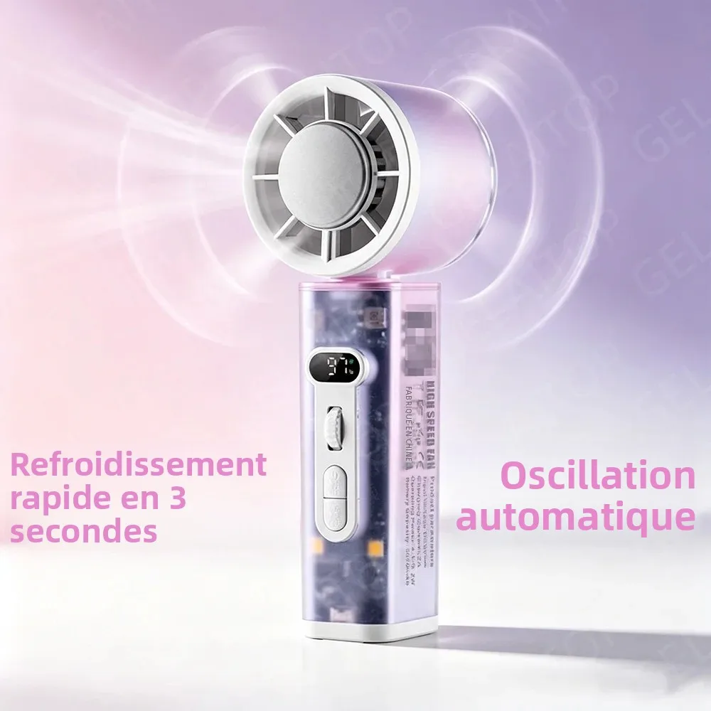 Ventilateur portable 2026 à oscillation automatique, rechargeable par USB, pour la maison, le bureau, l'extérieur, le bureau, le refroidissement estival, usage quotidien