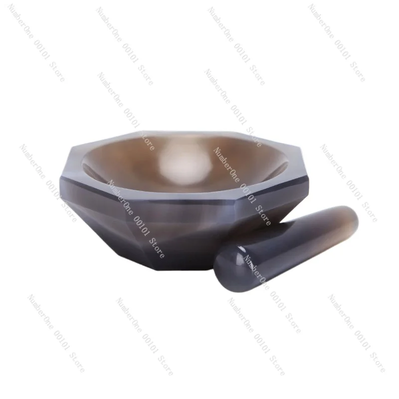 Natural Agate Mortar Mortar Wear-Resistant Rod Inner Diameter 80/90/100mm Laboratory Ball Milling Powder Tank