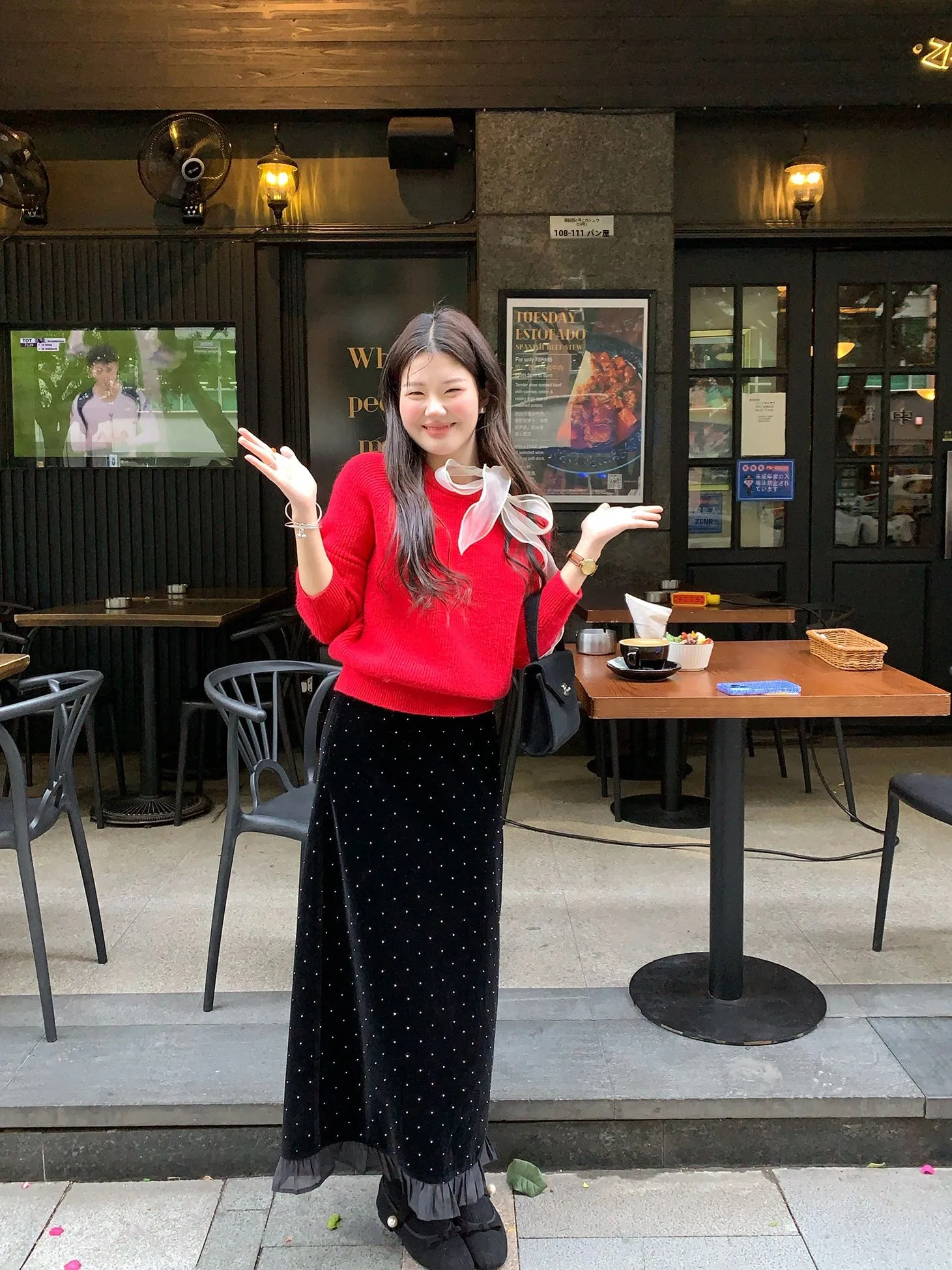 

Heavy Embellished Velvet Mid-Length Skirt Korean Style Autumn Winter Sparkling Diamond Design A-Line Half Body Skirt