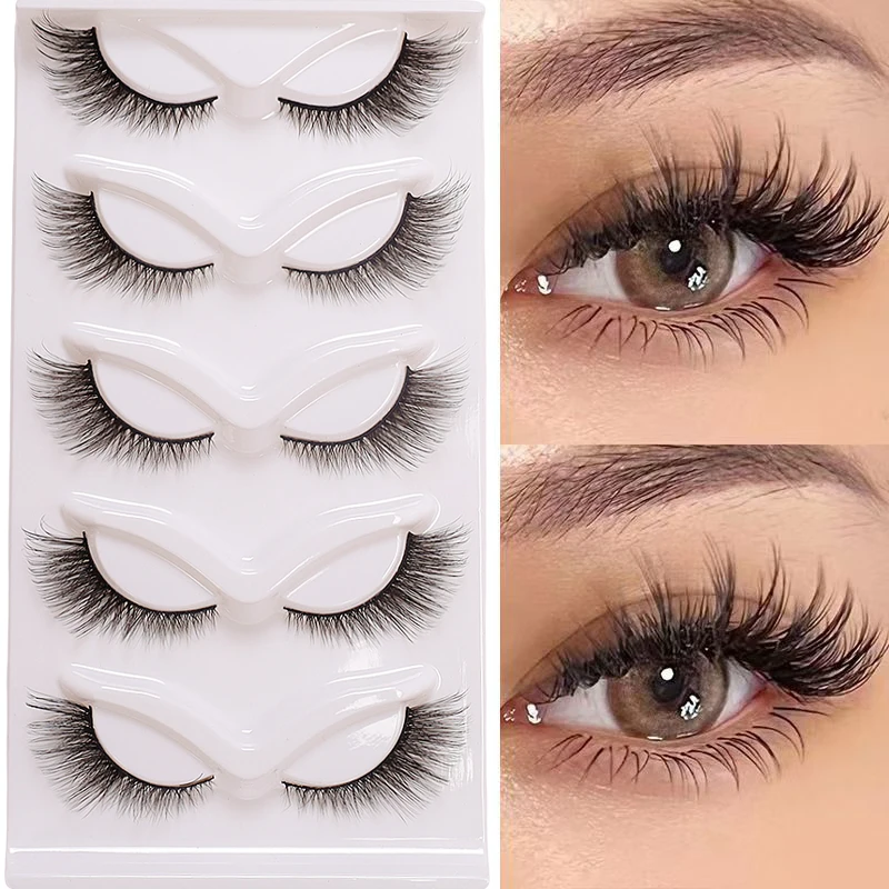 5 pairs of new European and American fake eyelashes, thick cat eyes, slanted flying eyelashes, cosine eyelashes, elongated tail,