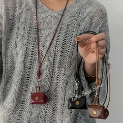 New Leather Hanging Neck Coin Purse Necklace Gifts Pendant Headphone Bag Long Sweater Chain Women