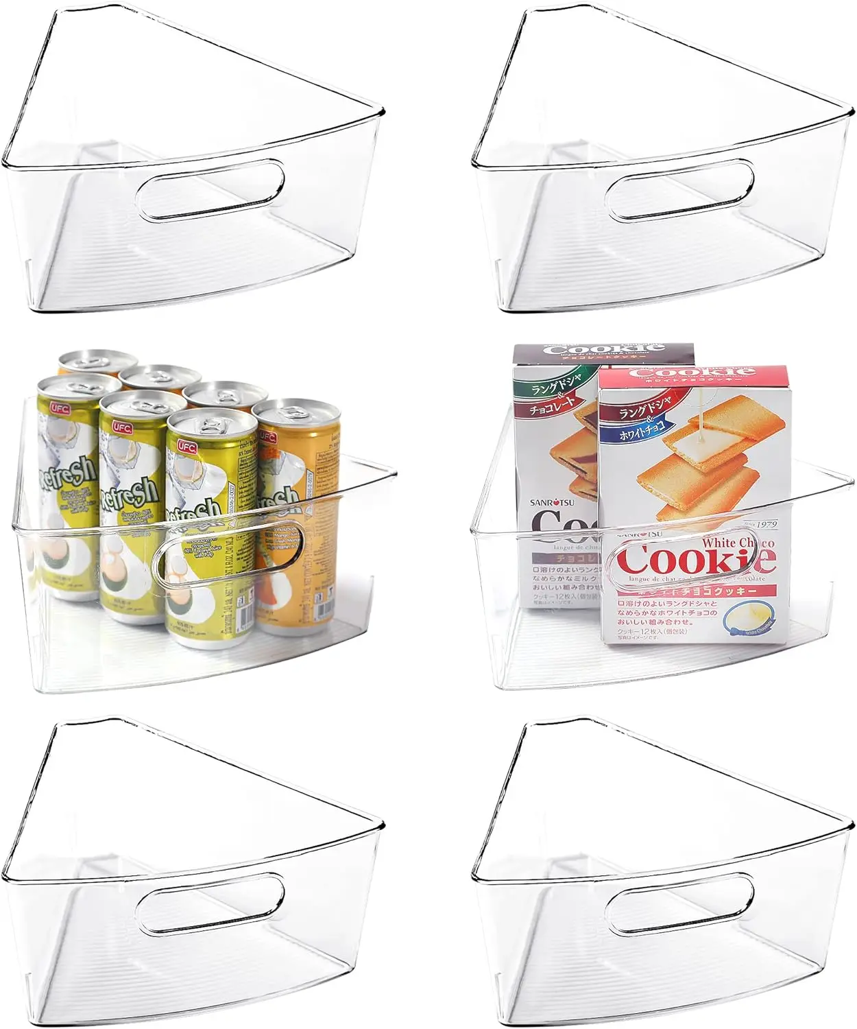 

Lazy Susan Organizer Bins for 26" Corner Cabinet, Plastic Kitchen Storage with Handle, 6 Packs 1/8 Wedge