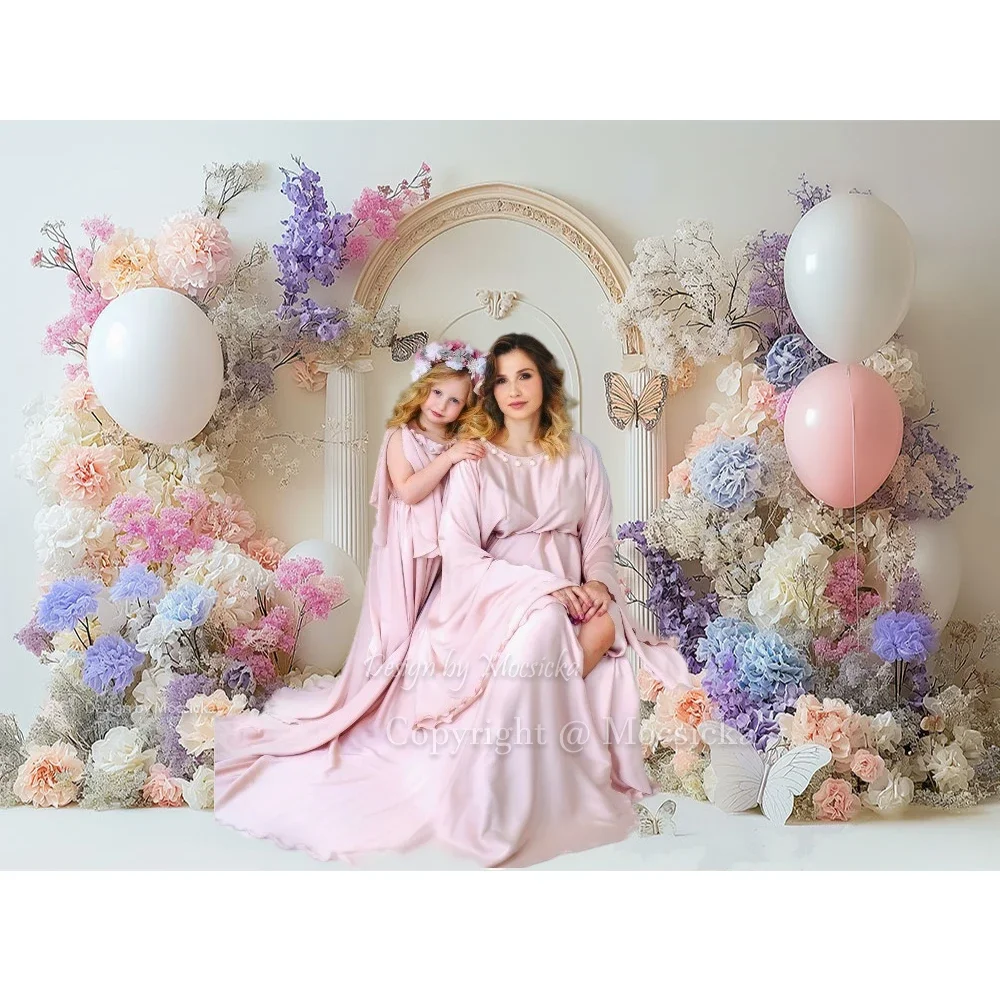 Wedding Photography Background for Studio Flowers Butterfly Balloon White Arch Door Backdrop Decor Girl Kids Baby Show Photozone