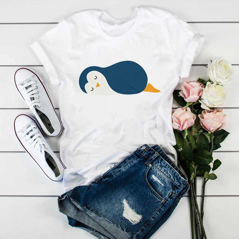 PENGUIN T Shirt stampata divertente magliette Cute Cartoon t shirt per le donne estate maniche corte abbigliamento donna Graphic Tshirt