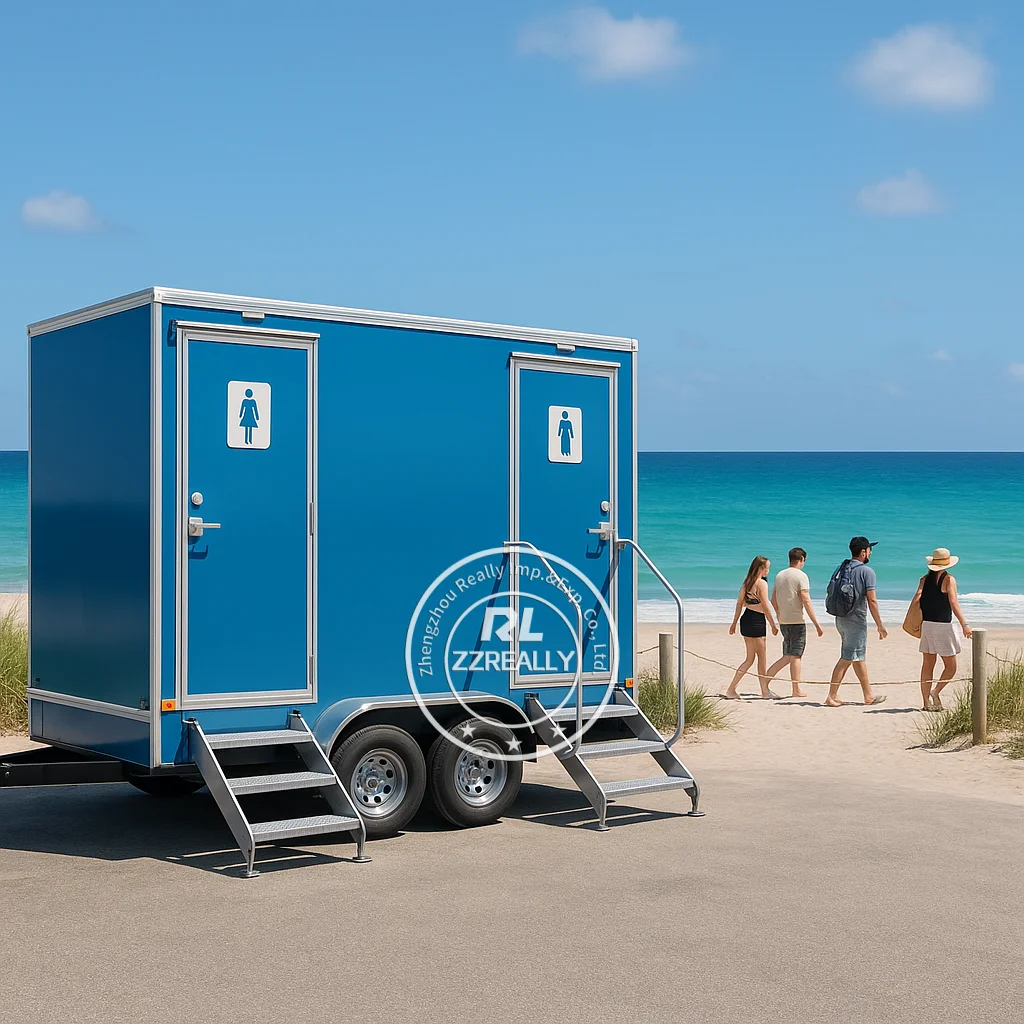 Multifunction Portable Restroom Trailer Ramp  Mobile Toilet Trailer Outdoor Shower Toilet Room Luxury Restroom Trailer