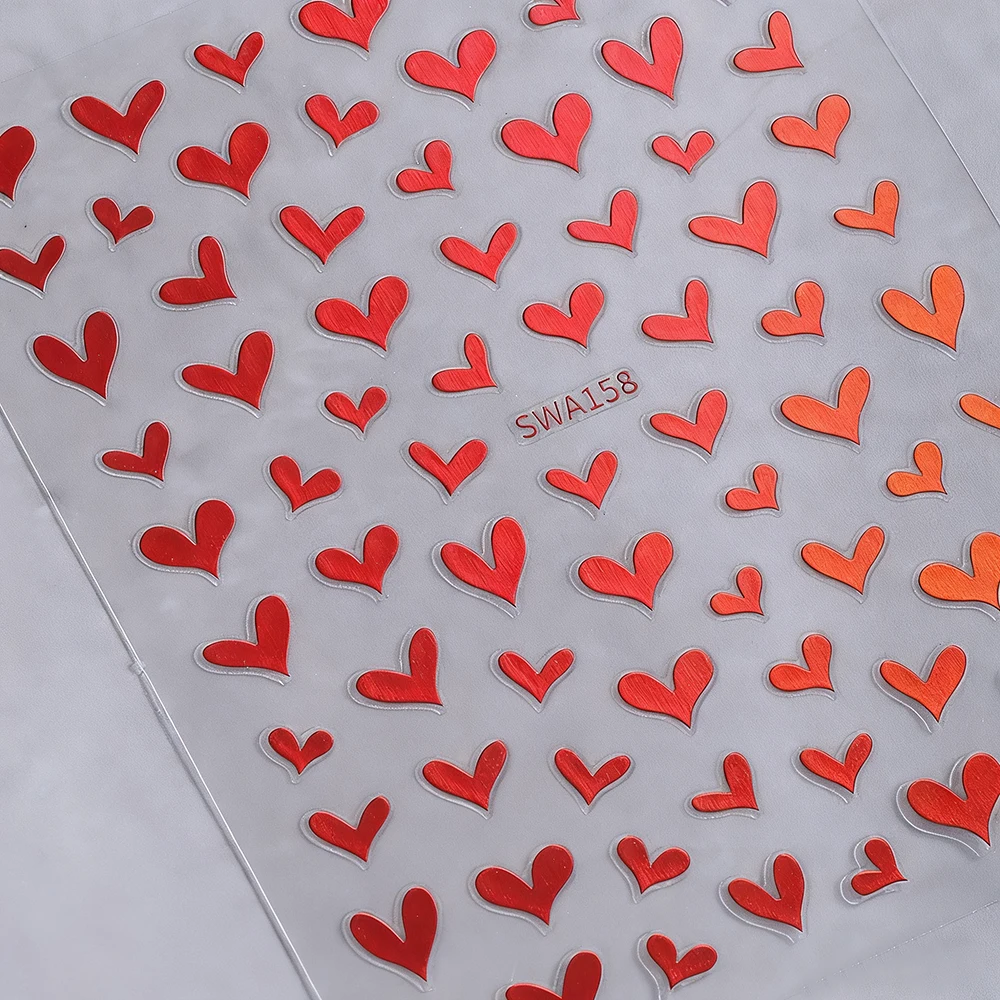 สติกเกอร์ติดเล็บลายหัวใจ 3 มิติ 1 ชิ้น แบบ DIY กลิตเตอร์สีแดง ลายรัก ติดเองได้ สำหรับตกแต่งเล็บธีมวันวาเลนไทน์ อุปกรณ์ทำเล็บ