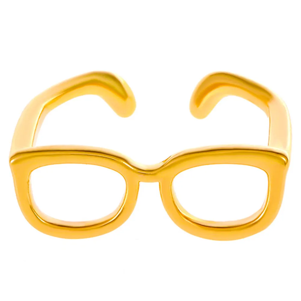 Mini Eyeglass Shape Adjustable Open Ring for Women – Comfortable Skin-Friendly Fashion Jewelry Gift