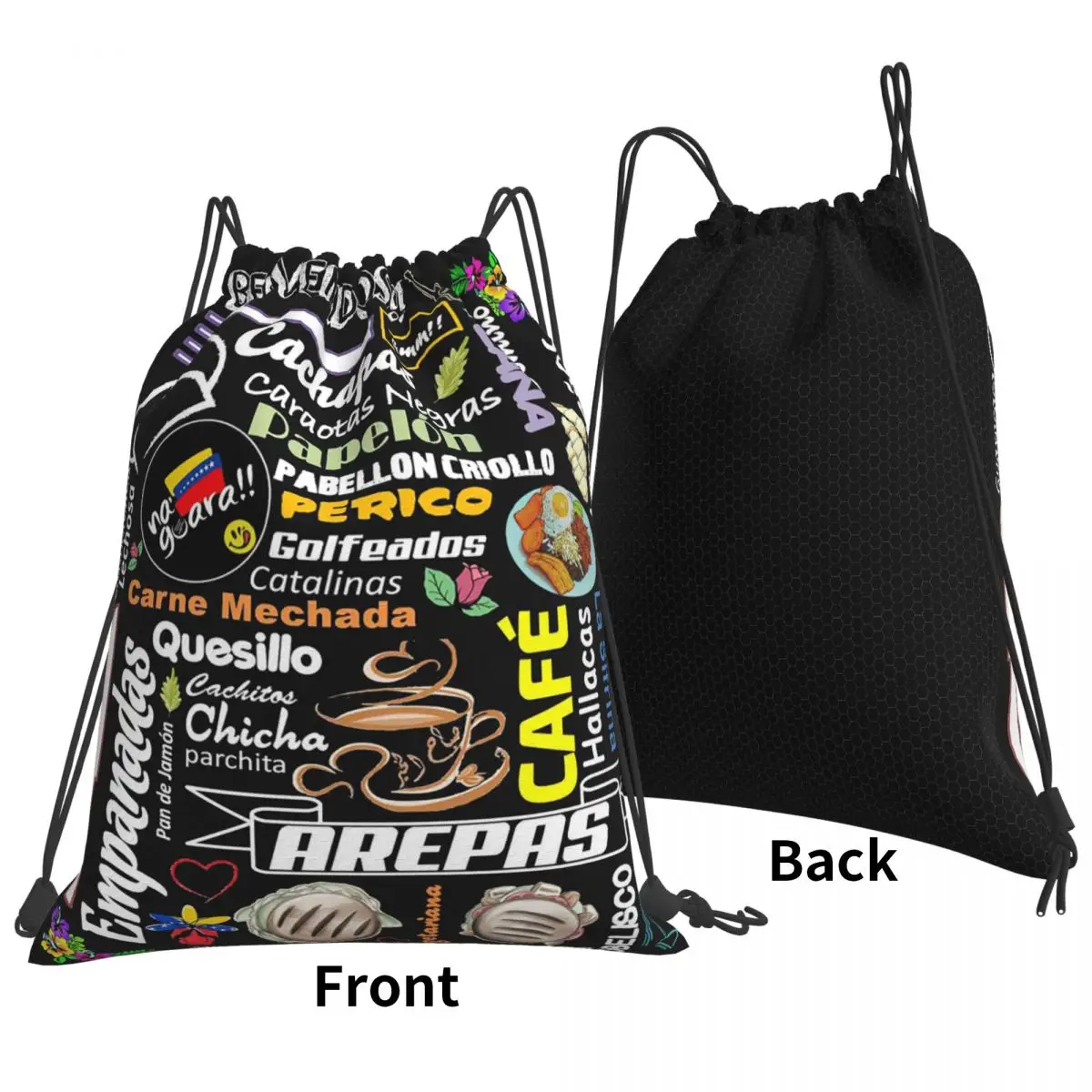 Arepas Venezuela Backpacks Multi-function Drawstring Bags Storage Bag Book Bags for Man Woman Students